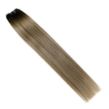 Full Shine Sew in Hair Extensions Brown Balayage Color Hair Weaves Color 3 Fading to 8 and 22 Blonde Brazilian Remy Hair Weft 12 Inch 80 Grams Straight Double Weft Hair Extensions