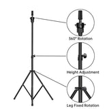 DANSEE Wig Stand Tripod Metal Mannequin Head Tripod Stand Adjustable 43 inch (Black)