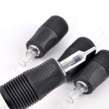 Tattoo Disposable Grips Hex Tube 1-inch Soft Silicone Black Tubes with Clear Long Tips 20pcs (9ClosedMag)