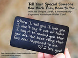 Wallet Card Love Note | Engraved Aluminum Anniversary Gifts for Men, Husband Gifts