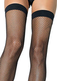 Leg Avenue Women's Nylon Fishnet Thigh Highs, Black, One Size