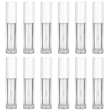 RONRONS 12 Pieces White Round Lip Gloss Bottle Containers, 5ML Mini Empty Refillable Lips Balm Oils Tubes with Rubber Plug, Lipstick Samples DIY Bottle Holder for Women Lady Girls