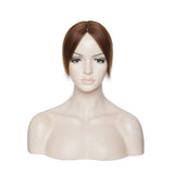 Clip in Topper for Women 120% Density Remy Human Hair Silk Base Top Hairpieces Replacement Crown Wiglet 27g Short Straight 6''/6inch #4 Medium Brown
