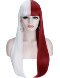 Sotica Wigs With Hair Bangs for Women Long Silky Straight Premium High Temperature Yaki Synthetic Women’s Wigs (Red White)