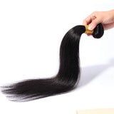 Brazilian Human Hair 1 Bundle 14 Inch Long Straight Unprocessed Virgin Hair Sew in Single Hair Weft Weaves Extensions 100g/bundle #1B Natural Black