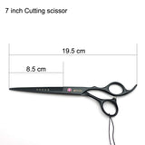 7.0 Inches Professional hair cutting thinning scissors set with razor (Black)