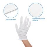 Selizo 12 Pairs White Cotton Gloves for Cosmetic Moisturizing Dry Hands Coin Jewelry Inspection Hand Spa – Large Size