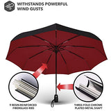 Repel Umbrella Windproof Travel Umbrella with Teflon Coating (Black Red)