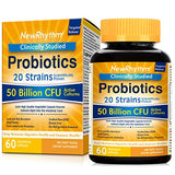 NewRhythm Probiotics 50 Billion CFU 20 Strains, 60 Veggie Capsules, Targeted Release