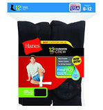 Hanes Mens FreshIQ Crew Socks, Black, 10-13/Shoe Size 6-12, (60-Pack)