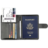 GDTK Leather Passport Holder Cover Case RFID Blocking Travel Wallet (Black)