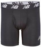 New Balance Men's 6" Boxer Brief Fly Front With Pouch, 3-Pack, Black/Black/Black, Small