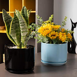 Plant Pots, Flower Pots Planters with Connected Saucer, Round Modern Decorative