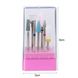 Ceramic Nail Drill Bit Carbide Diamond Set Nails File Bits 7Pcs 3/32 inch for Acrylic Tips Gel Cuticle Remove Manicure Pedicure Tool with Holder Case