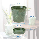 Flower Planter –5 inch Ceramic Plant Pots with Drainage Hole and Ceramic Tray