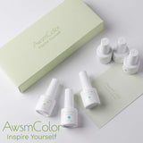 AwsmColor Gel Nail Polish Set, Tranquil Teal Color LED Soak Off Nail Gel Polish Kit Green Blue White Color Nail Art 6 Bottles 8ML Texture Gels Gift for Women Girl 2020 Nail Colors Design