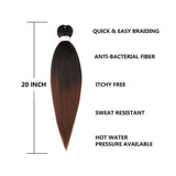 Pre-stretched Ombre Braiding Hair Extension Professional Crochet Braiding Hair 20 Inch 8 Packs Yaki Synthetic Crochet Twist Hair Natural Black to Brown (1B/30)