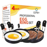 COTEY Large 3.5" Nonstick Egg Rings Set of 4, Round Crumpet Ring Mold Shaper
