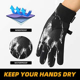 Winter Gloves for Men，Waterproof Thermal Gloves Cold Weather Running Gloves