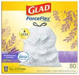 Glad ForceFlex Tall Kitchen Drawstring Trash Bags 13 Gallon White Trash Bag