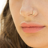 Gold Nose Ring, Unique Gold Plated Indian Hoop Piercing, Tribal Style, 20g.