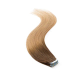 Tape in Hair Extensions Human Hair Ombre 2 Tone Double Side Tape Seamless Skin Weft Rooted Tape on Natural Hair Extensions 20pcs Long Straight Silky (24 inch 50g,#4T27 Medium Brown to Dark Blonde)