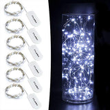 CYLAPEX 6 Pack Cool White Fairy String Lights Battery Operated Fairy Lights Firefly Lights LED