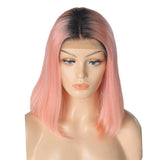 10 Inch Pink Bob Wig Human Hair 13x4 Lace Front Bob Wigs Natutal Hairline with Baby Hair Middle Part Short Straight Colored Bob Cut 180% Density Full Ends