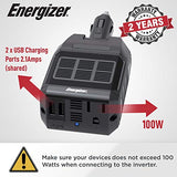 Energizer 100 Watts Power Inverter, Modified Sine Wave Car 12V to 110V Inverter