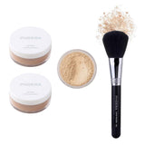 2 PCS Phoera Loose Setting Powder, Mineral Loose Face Powder Smooth Lightweight Long Lasting Finishing Powder Foundation with 2 Makeup Powder Puff and Phoera Face Brush(02#Cool Beige)