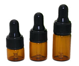 50Pcs Mini 2ML Empty Refillable Amber Glass Essential Oil Bottles Perfume Cosmetic Liquid Aromatherapy Lotion Sample Storage Containers Vials Jars with Eye Dropper Dispenser, Black Screw Cap