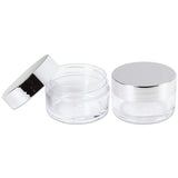 Beauticom 20g/20ml USA Acrylic Round Clear Jars with Lids for Lip Balms, Creams, Make Up, Cosmetics, Samples, Ointments (120 Pieces Jars + Lids, SILVER)