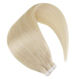 Hetto 14 Inch Remy Tape in Hair Extensions Blonde Hair Extensions Skin Weft Tape in Real Hair Extensions Human Hair #60 Platinum Blonde 40 Pieces 80 Grams