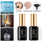 MEFA No Wipe Top Coat and Base Coat Set, 10ml 2 Bottles Soak Off Gel Nail Polish