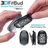 3DFitBud Simple Step Counter Walking 3D Pedometer with Lanyard, A420S