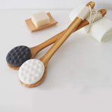 HYCOPROT Soft Fluffy Bath Back Brush, Extra Soft Comfy Bristles Anti-slip Long Handle Natural Body Massager for Shower, Wet/Dry Brushing, Exfoliating, Back/Leg/Foot Scrubbing (Grey)