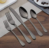 Black Silverware Set, LIANYU 20 Piece Stainless Steel Flatware Cutlery Set for 4