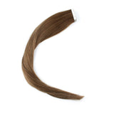 Glowingwin Tape in Premium Quality Silky Natural Hair Straight Real Hair Extensions   Rooted Bronze Color 20 inch 20pcs 60g