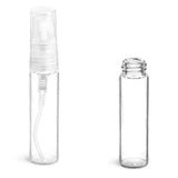 MagnaKoys 5 ml Perfume Cologne Body Clear Glass Vials w/Natural Sprayers and Clear Overcaps (2.87" - 5ml -15 pcs. Vial Sprayers)