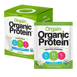 Orgain Organic Plant Based Protein Powder Travel Pack, Vanilla Bean - Vegan, Low Net