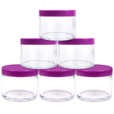Beauticom 4 oz. (120g /120ML) (Quantity: 6 Packs) Thick Wall Round Leak Proof Clear Acrylic Jars with PURPLE Lids for Beauty, Cream, Cosmetics, Salves, Scrubs