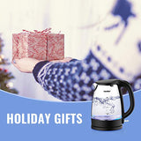 COMFEE' Glass Electric Tea Kettle & Hot Water Boiler(BPA-Free), 1.7L, Cordless with LED