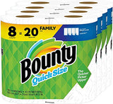 Bounty Quick-Size Paper Towels, White, 8 Family Rolls = 20 Regular Rolls