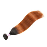 1B/30 Ombre Brazilian Hair Straight 1 Bundle Black to Dark Brown Silky Straight Human Hair Extensions (1 Bundle 22", 1B/30)