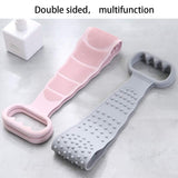Shower Silicon Back Scrubber, Back Brusher, Silicone Bath Towel, Soft Body Washer Tools, Double Sided Pad with Handle, Exfoliating Texture Clean Back for Shower Gray