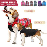 Kuoser Cozy Waterproof Windproof Reversible British Style Plaid Dog Vest Winter Coat