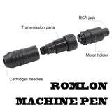 Romlon Tattoo Pen Kit - Rotary Tattoo Pen Machin Kit Cartridge Tattoo Pen Power Supply 20Pcs Cartridge Needles Practice Skin Foot Pedal Tattoo Pen Covers with Case for Tattoo Supplies