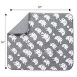 Reversible Baby Bottle Drying Mat, 16 Inch x 18 Inch, Grey Elephant Print