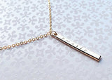 Dainty Vertical Hand Stamped Name Gold Bar Necklace Personalized Gift