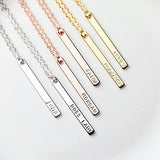 Dainty Vertical Hand Stamped Name Gold Bar Necklace Personalized Gift